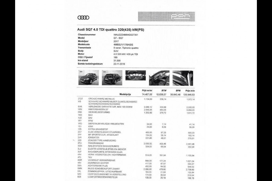 Audi SQ7 4.0 TDI 435pk Quattro Pro line Plus -Full options-