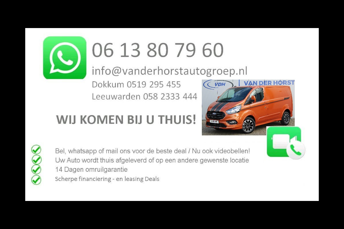 Ford Transit 350 2.0-170pk TDCI L3H2 Trend. AUTOMAAT ! Net ingereden, uit voorraad leverbaar ! Volautm. airco, metallic lak, lane- en side assist, adaptive cruise, navigatie by Apple carplay/Android auto cntrl, bijrijdersbank, USB aansluiting etc.