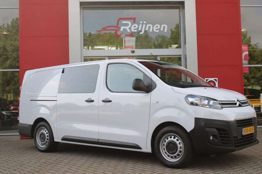 Citroën ë-Jumpy L3 136PK AUTOMAAT DC 75 kWh | 18 STUKS OP VOORRAAD! | DUBBELE CABINE | NAVIGATIE 10" TOUCHSCREEN | APPLE CARPLAY/ANDROID AUTO | ACHTERUITRIJ CAMERA | CRUISE CONTROL | 6-ZITS | REGEN/LICHT SENSOR | DAB+ RADIO | NIEUWE BUS! |