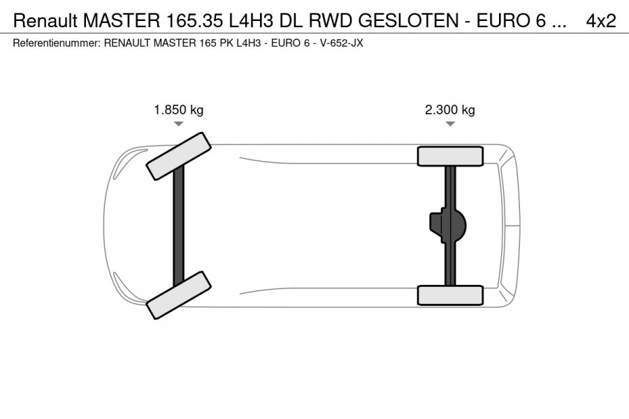 Renault Master 165.35 L4H3 DL RWD GESLOTEN - EURO 6 - V-652-JX