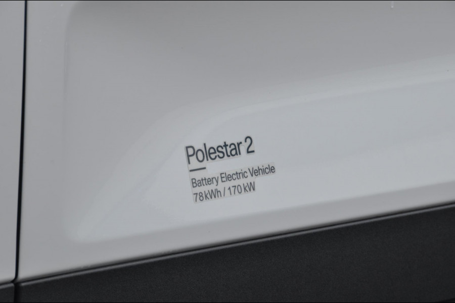 Polestar 2 231PK Automaat Long Range Single motor 78 kWh 16% bijtelling/ Long range/ Google infotaiment/ Panoramadak/ Elektrische stoelen/ Getint ramen/ Cruise control/ Harman Kardon/ Stoel en stuurwielverwarming/ Climate control