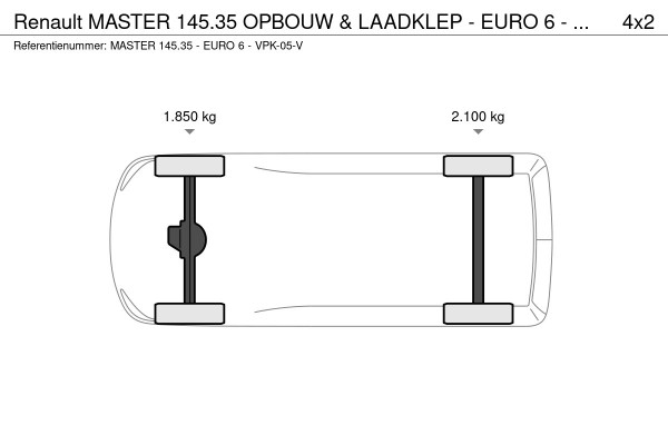 Renault Master 145.35 OPBOUW & LAADKLEP - EURO 6 - VPK-05-V