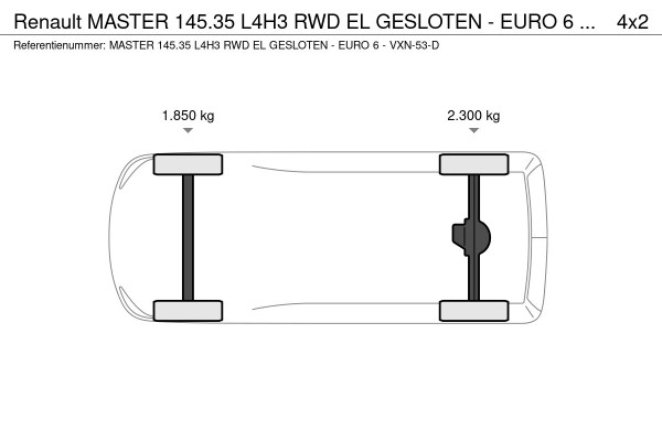 Renault Master 145.35 L4H3 RWD EL GESLOTEN - EURO 6 - VXN-53-D