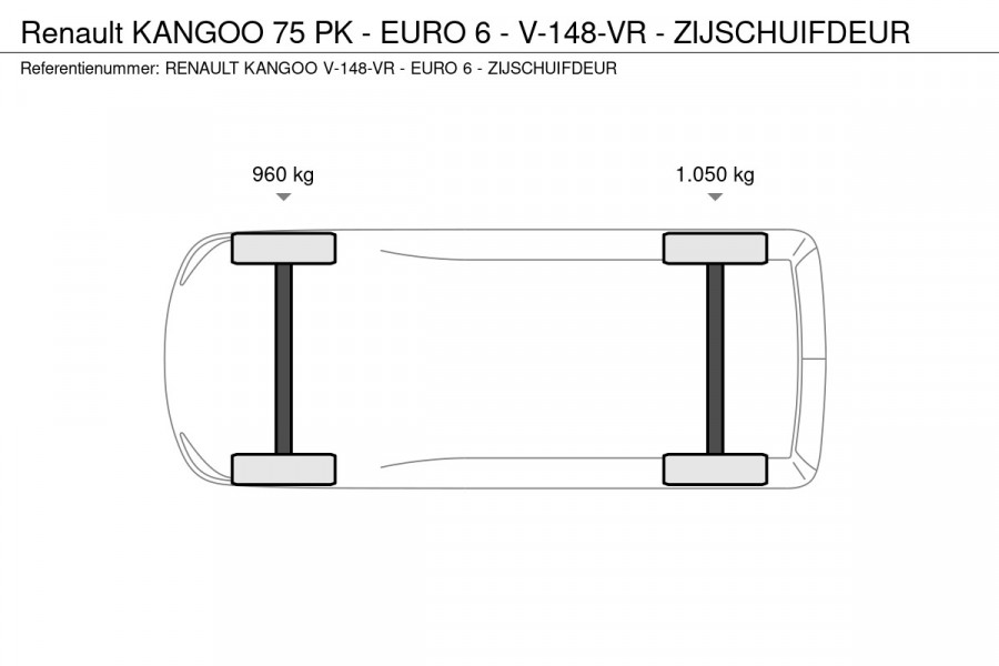 Renault Kangoo 75 PK - EURO 6 - V-148-VR - ZIJSCHUIFDEUR
