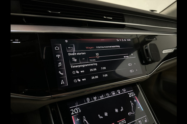 Audi A8 55 TFSI Quattro Lang | Rear-Seat Ent. | Massage V+A | B&O High-End | 360 View | Panorama | Luchtvering | Soft-Close | Laser-LED  Valcona-Leder | ACC | Head-Up | Alcantara hemel | ISO-Glas | Trekhaak | Standkachel | Keyless-Go | Tour-Pakket | Alarm |