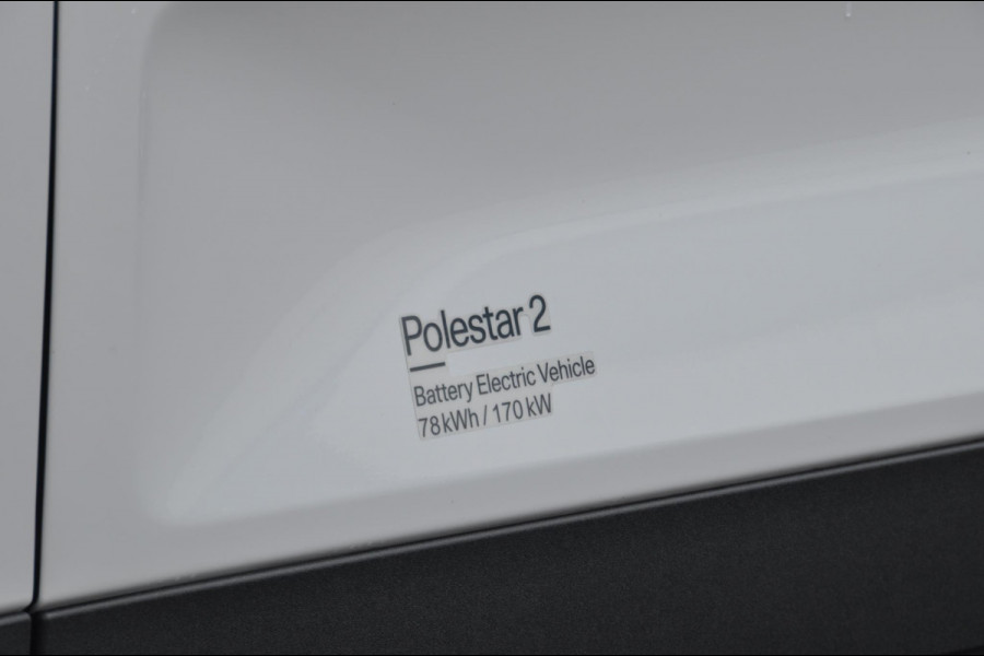 Polestar 2 / 231PK / 78KWh Long Range Single motor / 16% bijtelling/ Long range/ Google infotaiment/ Panoramadak/ Elektrische stoelen/ Getint ramen/ Cruise control/ Harman Kardon/ Stoel en stuurwielverwarming/ Climate control