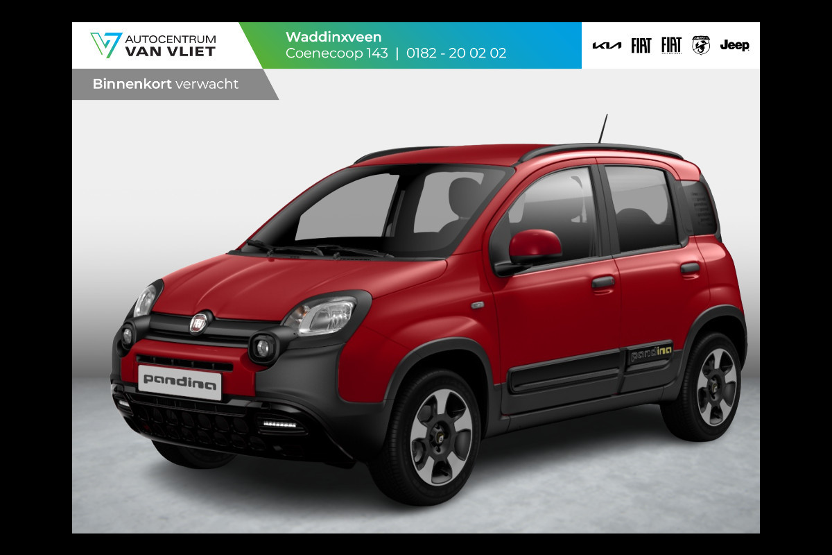 Fiat Panda Hybrid Pandina | Airco | Cruise | Priv Glass | Dakrails | 15" | PDC | Apple Carply | Rosso