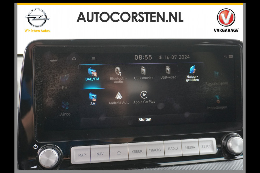 Hyundai Kona EV 64 kWh 204PK Grootste ACCU 3d-Navi Camera Apple Carplay DAB Android PDC Warmtepomp Lane-assist+Waarsch. Adaptive-CruiseContro Fashion Connected Services Elektr.Ramen+Spiegels Licht+Regensensor ACC HuD ETMS Priv.Glas ESP Vermoeidheids-herk. Botswaarsch. AEB ASR ESP nieuw 43000 euro enorm Elektr. Bereik !