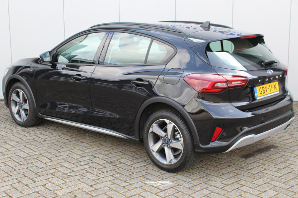 Ford Focus 1.0-125pk EcoBoost Hybrid Active. Garantie t/m 22-03-2027 ! Slechts 6.800km ! Volautm. airco, Stuur-, stoel- en voorraamverwarming, Lane- en sideassist, Adaptive cruise cntrl, Camera, Parkeersensoren v+a, B&O soundsystem, metallic lak, LM wielen etc.