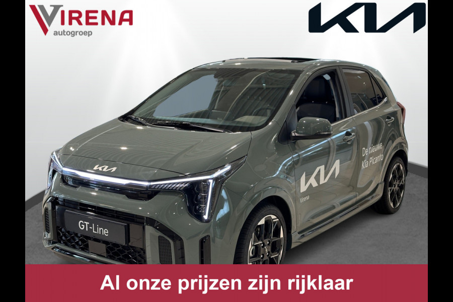 Kia Picanto 1.0 DPI GT-Line * nieuw model * Leder- CarPlay - Clima - Cruise - Stoel/Stuur verwarming - Panorama dak - Fabrieksgarantie tot 2031