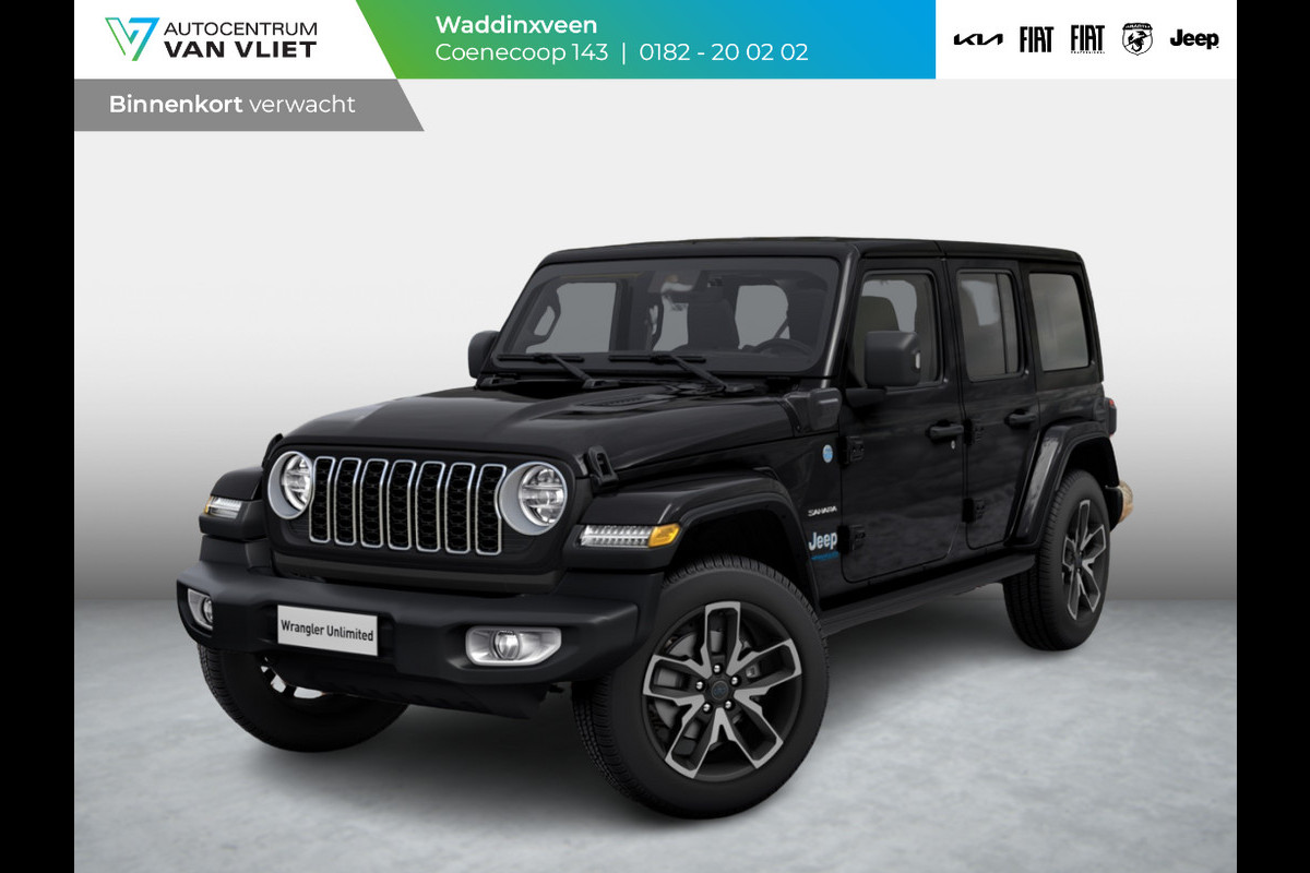 Jeep Wrangler Unlimited 4xe 380 Sahara | Dual Top Pack | 20" | Stoel&Stuur Verwarm. | 12,3" Navi | Adapt. Cruise | Alpine Audio