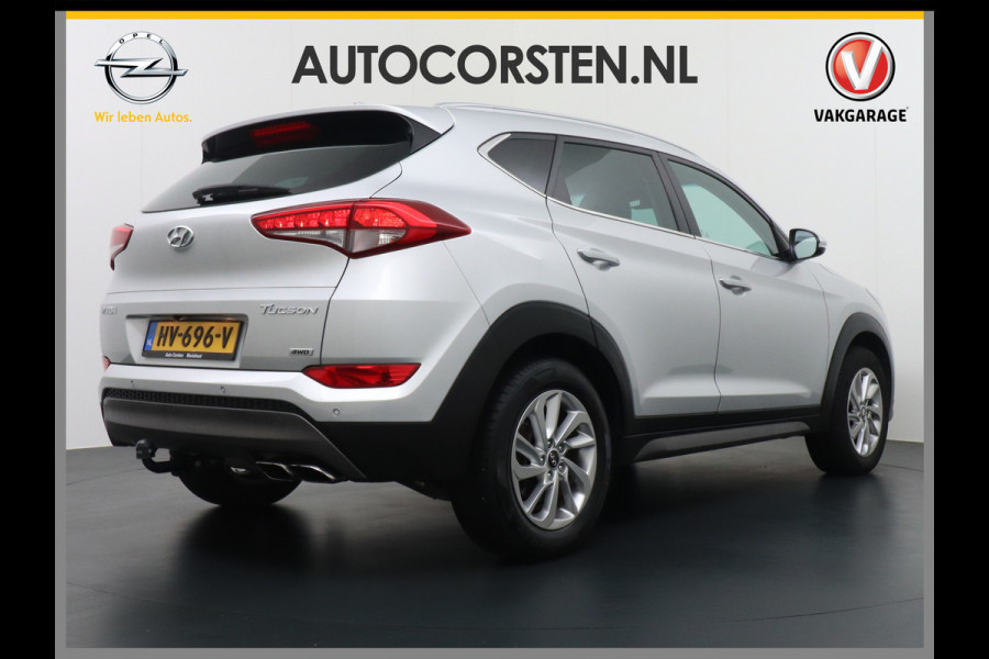 Hyundai Tucson AUTOM.T177pk Leer Camera Navi Trekhaak PDC-a+v Dual-ECC DAB StoelVerwarmd 17" Verkeersbord detectie 1.6 T-GDi Comfort 4WD Spoorwisselassistent Rijstrooksensor Voorruit+Sproeier+wissers-Verwarmd Stoel+bank-Verwarmd Licht+RegenSensor Voetgangersbescherm Privacy-Glas Dashboardvak koeling DBC ESP AWD 4x4 ideale cara EURO6 Orig.NL auto