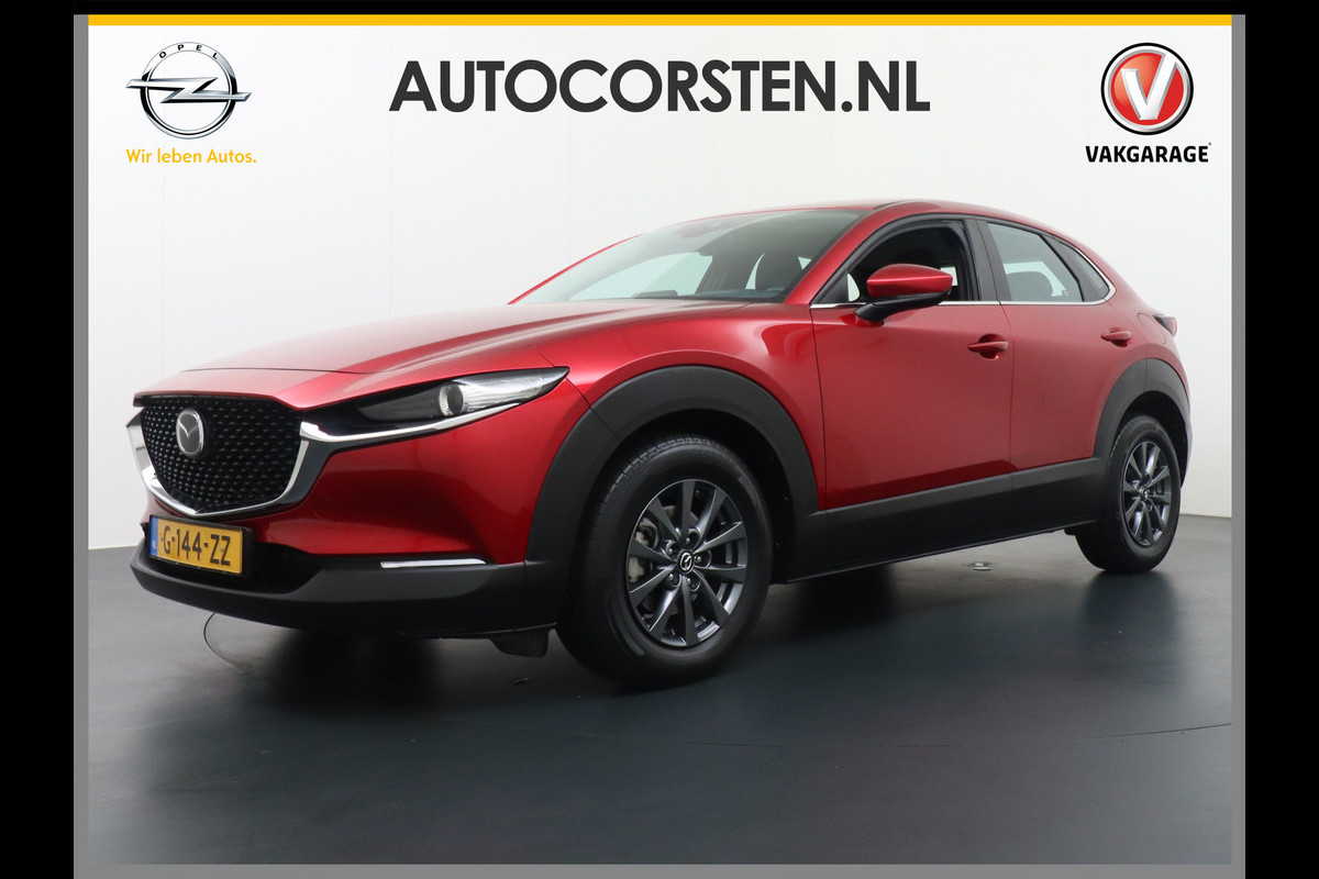 Mazda CX-30 Gereserveerd 2.0I AUT6 M-Hybrid Navi Apple Carplay Android Auto Adaptieve-Cruise Trekhaak PDC Head Up Display Keyless Airco DAB Bluetooth Reg ACC+Stop&Go Uitparkeer waarschuwing Connected services MultiMedia-vb. Vermoeidheids herkenning Verkeersbord detectie Dodehoek detector Bots waarschuwing systeem ASR ESP Orig. NL auto 1e eigen 1300kg trekvermogen, goede caravan trekker dankzij 213Nm koppel !