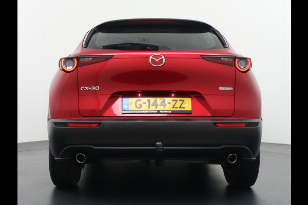 Mazda CX-30 Gereserveerd 2.0I AUT6 M-Hybrid Navi Apple Carplay Android Auto Adaptieve-Cruise Trekhaak PDC Head Up Display Keyless Airco DAB  ACC+Stop&Go Uitparkeer waarschuwing Connected services MultiMedia-vb. Vermoeidheids herkenning Verkeersbord detectie Dodehoek detector Bots waarschuwing systeem ASR ESP Orig. NL auto 1e eigen 1300kg trekvermogen, goede caravan trekker dankzij 213Nm koppel !