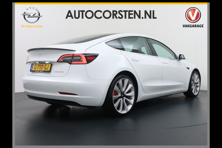 Tesla Model 3 Performance 513pk 0-100 3,4 sec. 20" FSD-vb. AutoPilot Carbon Spoiler Premium-HiFi Pano.dak Camera Leer Adaptive-Cruise+Stop&Go  4wd Rode Remklauwen Premium Audio Veel grip door 4WD vierwielaandrijving.  Origineel Nederlandse auto ! Orig.NL auto  1e eigenaar