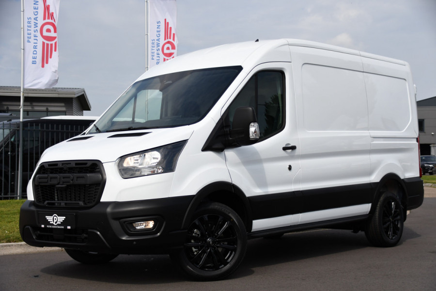 Ford Transit 350 2.0 TDCI L2H2 Black & White Edition Facelift! Virtual, Adaptieve Cruise, Automaat, 360 Camera, 130PK, Carplay, Sensoren, UNIEK!