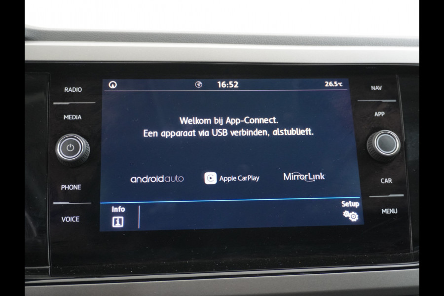 Volkswagen Polo 90PK TGI 5D Apple Carplay Android Auto Airco Navi Bluetooth DAB+ Adaptive Cruise Control Led Connectivity pakket App-Connect Exe Lichtsensor Isofix Elec.ramen en Spiegels Front assist Multif-stuurwiel Composition Media Geschikt voor CNG tanken EURO 6 W