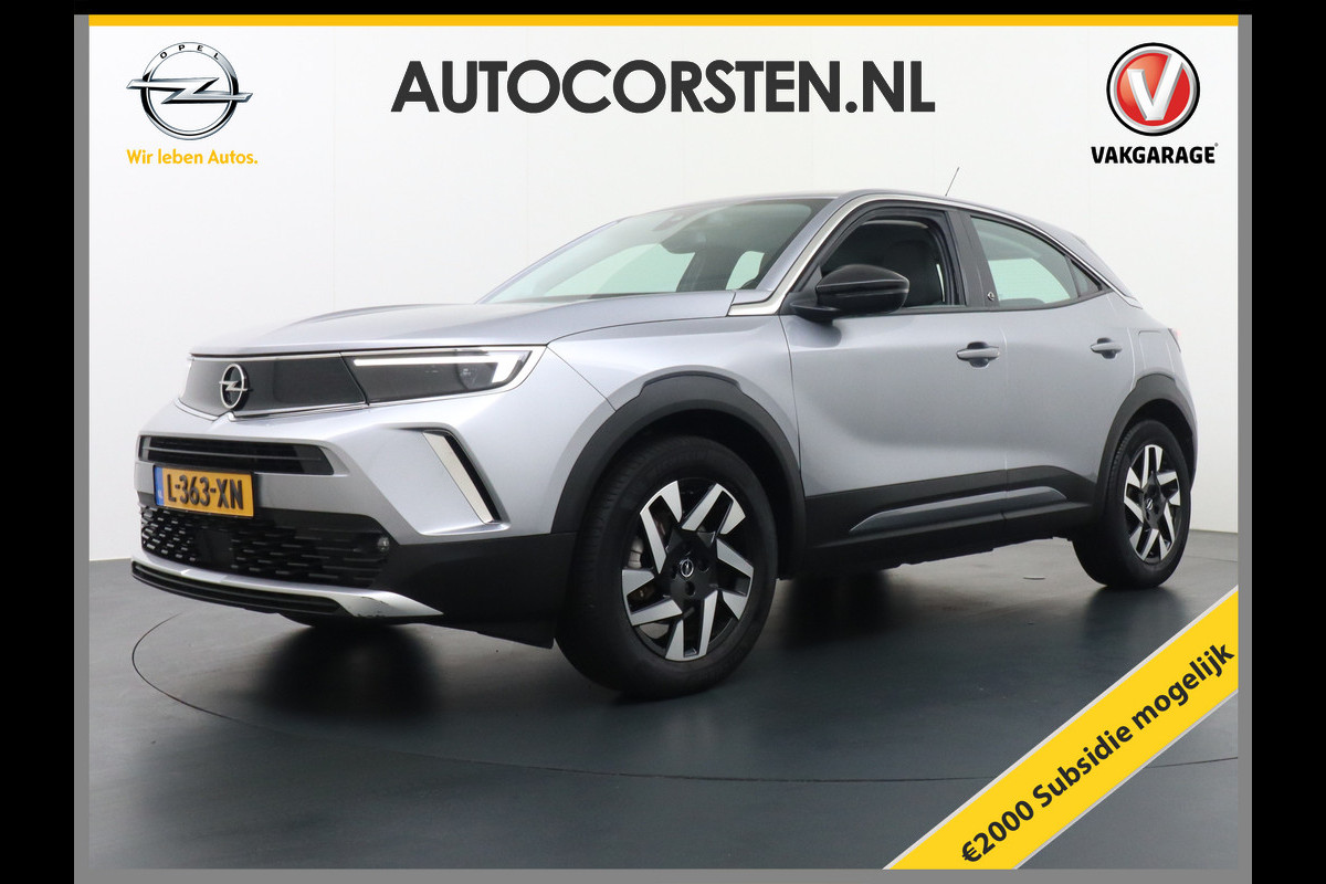 Opel Mokka-e €16.895,- na Subsidie AUT. 50kWh Apple Carplay Android Navi LMV Ecc Bluetooth Cruise Control Keyless Camera DAB Led PDC Regen-Li Stuur-Stoel Verwarming Elec. Ramen-Spiegels Mistlampen Isofix Elegance 11kw bl. €2.000 subsidie mogelijk! tot 7,4kw/u  thuis laden snelladen tot 100kw/u