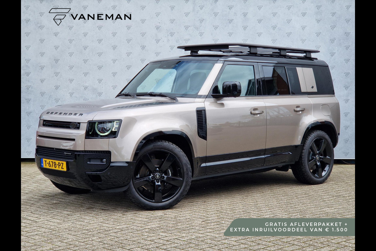 Land Rover Defender 110 2.0 P400e 110 X-Dynamic HSE | Panoramadak | 22" Velgen in Gloss Black | 11,4" Touch Screen | Cold Climate Pack | Elektrische Trekhaak | Expedition imperiaal | Uitklapbare Dakladder| All Season Banden