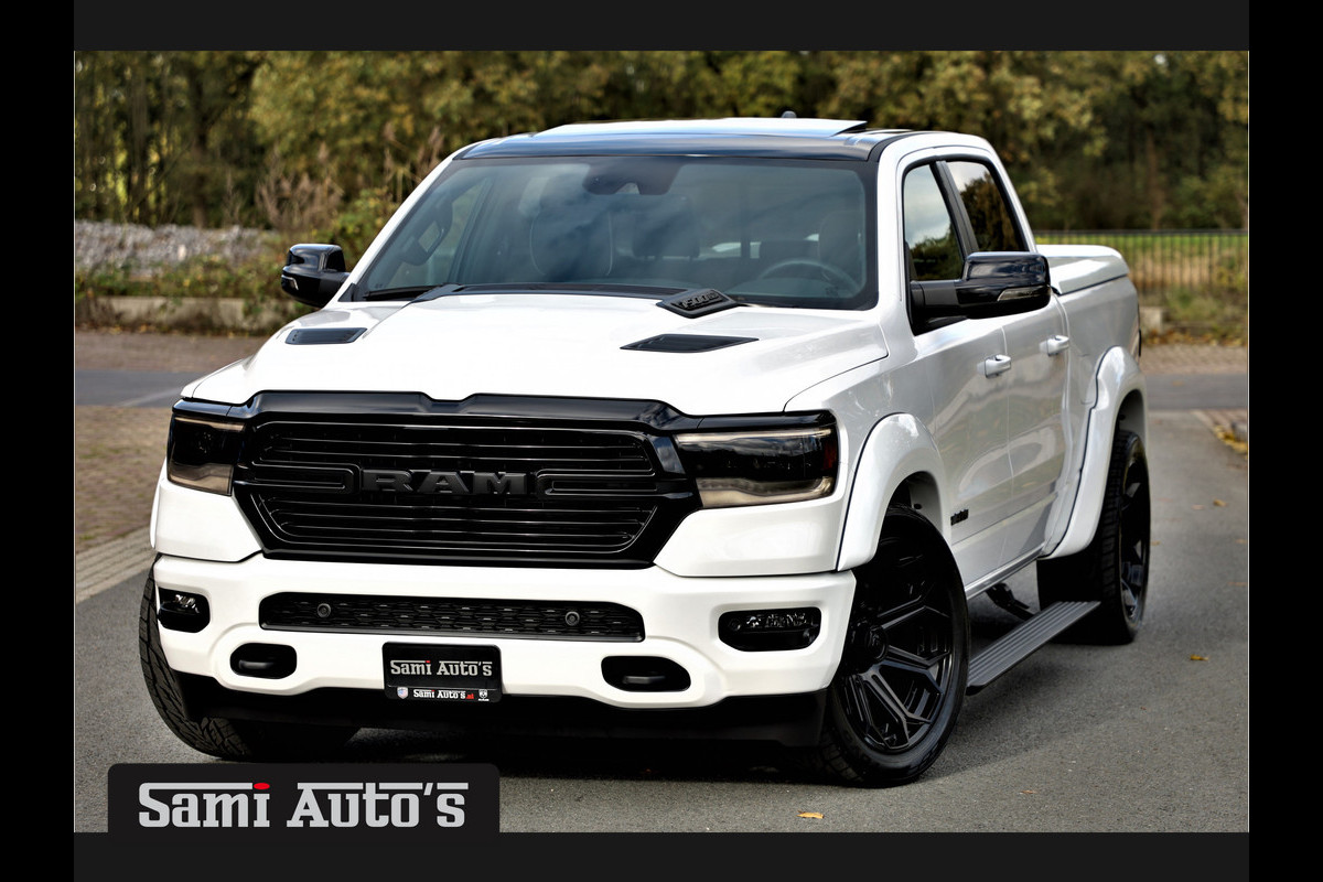 Dodge Ram 1500 NIGHT EDITION BOM VOL | LPG | HUD | VIRTUAL | LUCHTVERING | DEKSEL | PANORAMADAK | BRIGHT WIHTE | LARAMIE NIGHT | 5.7 V8 HEMI 402PK 4x4 | CREWCAB 5 PERSOONS | GRIJSKENTEKEN | VOORRAAD NR 2146 - 4800