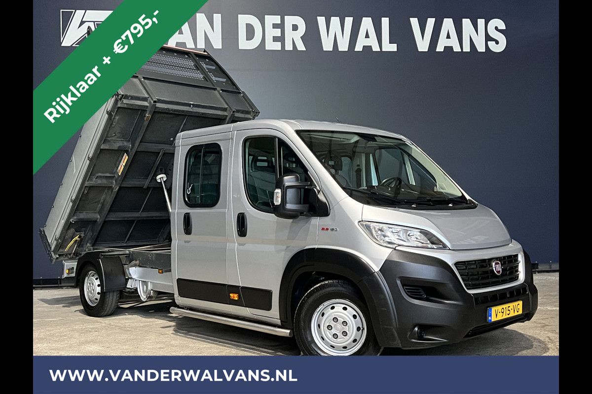 Fiat Ducato 2.3 MultiJet 150pk Kipper Pick up Open laadbak dubbele cabine Euro6 RIJKLAAR Airco | 7 Zits | 3000kg Trekhaak | Navigatie, Cruisecontrol, Sidebars