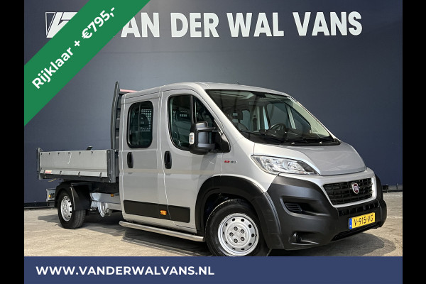 Fiat Ducato 2.3 MultiJet 150pk Kipper Pick up Open laadbak dubbele cabine Euro6 RIJKLAAR Airco | 7 Zits | 3000kg Trekhaak | Navigatie, Cruisecontrol, Sidebars