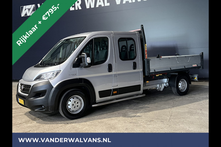 Fiat Ducato 2.3 MultiJet 150pk Kipper Pick up Open laadbak dubbele cabine Euro6 RIJKLAAR Airco | 7 Zits | 3000kg Trekhaak | Navigatie, Cruisecontrol, Sidebars