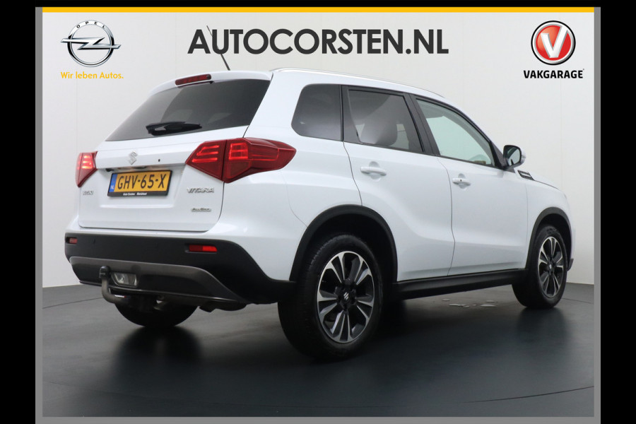 Suzuki Vitara T 140pk 4x4 PanoDak/schuif/Hefdak Adaptive-Cruise Navi Camera Trekhaak Apple Carplay Android Stoelverwarmd Ecc Keyless 17"lm Bor Achteropkomend verkeer waarschuwing Afdaal assistent Dodehoek detector Brake Assist System Autonomous Emergency Braking ASR ABS Elektronisch Stabiliteits Programma AWD 4wd Volledig Suzuki-Dealer onderhouden! Vitara Exclusive 4wd Slechts 1170kg licht!