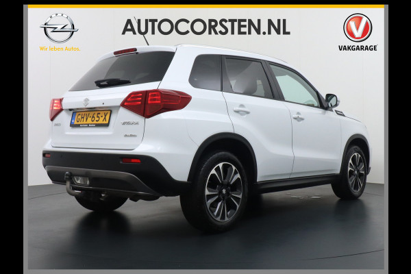 Suzuki Vitara T 140pk 4x4 PanoDak/schuif/Hefdak Adaptive-Cruise Navi Camera Trekhaak Apple Carplay Android Stoelverwarmd Ecc Keyless 17"lm Bor Achteropkomend verkeer waarschuwing Afdaal assistent Dodehoek detector Brake Assist System Autonomous Emergency Braking ASR ABS Elektronisch Stabiliteits Programma AWD 4wd Volledig Suzuki-Dealer onderhouden! Vitara Exclusive 4wd Slechts 1170kg licht!