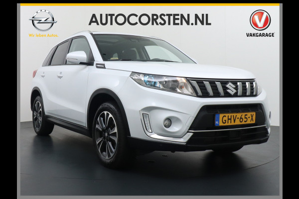 Suzuki Vitara T 140pk 4x4 PanoDak/schuif/Hefdak Adaptive-Cruise Navi Camera Trekhaak Apple Carplay Android Stoelverwarmd Ecc Keyless 17"lm Bor Achteropkomend verkeer waarschuwing Afdaal assistent Dodehoek detector Brake Assist System Autonomous Emergency Braking ASR ABS Elektronisch Stabiliteits Programma AWD 4wd Volledig Suzuki-Dealer onderhouden! Vitara Exclusive 4wd Slechts 1170kg licht!