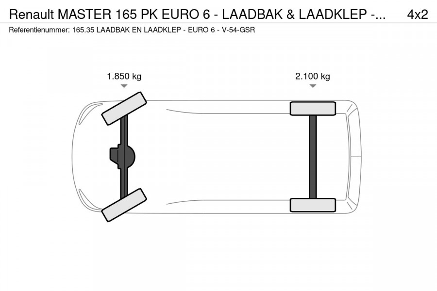 Renault Master 165 PK EURO 6 - LAADBAK & LAADKLEP - V-54-GSR