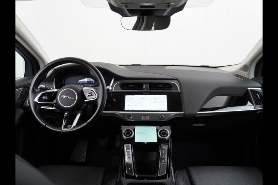 Jaguar I-PACE EV400pk SE 90 kWh AWD Dual-Motor Apple Android Carplay Leder-Stoel+Verwarmd Cruise Navi Camera LED-a+v Connected WiFi-vb. Multi- Virtual Cockpit ECC Regen-Lichtsensor Vermoeidheids Detector Business Edition Aktieve-Gril Orig.NL auto 4,8sec 0-100 Snelladen tot 104kw DC 696Nm koppel ! 90kwh accu !