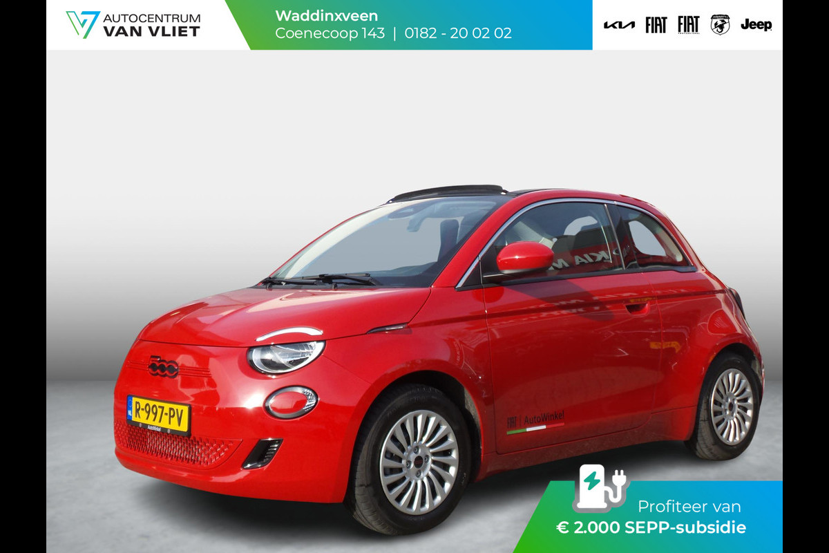 Fiat 500E CABRIO RED 42 kWh | Clima | Navi | Draadloos laden smartphone | Apple Carplay | PDC | Subsidie € 2.000,- *