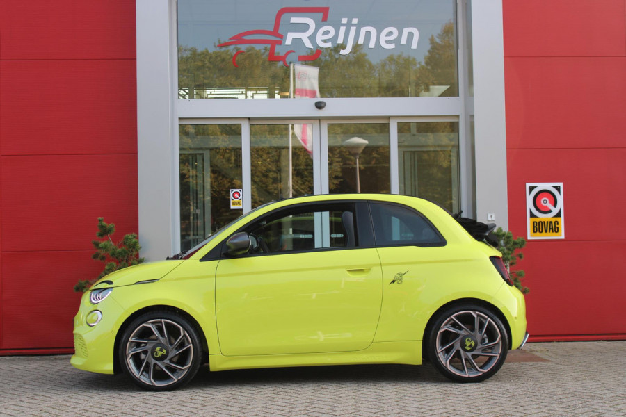 Abarth 500e CABRIO TURISMO 155PK 42 kWh | CABRIO DAK | DRAADLOZE APPLE CARPLAY/ANDROID AUTO | NAVIGATIE | ALCANTARA BEKLEDING | 18" LICHTMETALEN VELGEN | STOEL VERWAMING | SPORT PAKKET | ACHTERUITRIJ CAMERA | FULL LED KOPLAMPEN | DODEHOEK BEWAKING | KEYLESS ENTRY/START | 3-FASE | CRUISE CONTROL | DRAADLOZE TELEFOONLADER | DAB+ RADIO |