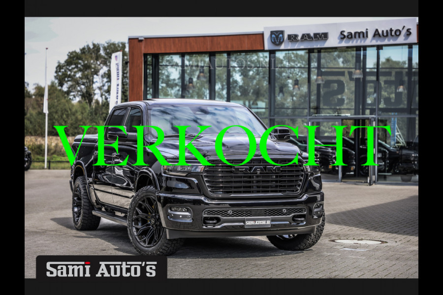 Dodge Ram 2025 LARAMIE NIGHT PREMIUM | BOM VOL + 14.4 INCH SCHERM BOM VOL | LUCHTVERING | HUD | HURRICAN 420PK 636 Nm TWIN TURBO | PRIJS M DUBBELE CABINE | PICK UP | 5 PERSOONS | DC | GRIJSKENTEKEN | VOORRAAD NR 2199 - 4973