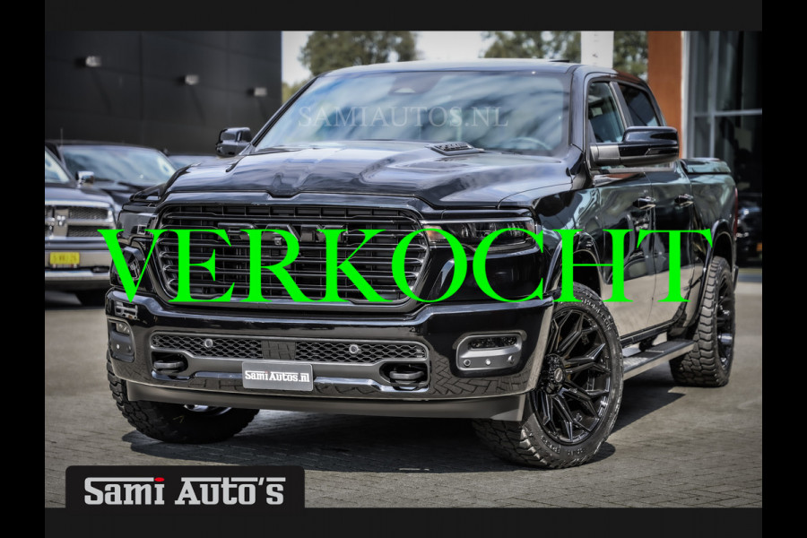 Dodge Ram 2025 LARAMIE NIGHT PREMIUM | BOM VOL + 14.4 INCH SCHERM BOM VOL | LUCHTVERING | HUD | HURRICAN 420PK 636 Nm TWIN TURBO | PRIJS M DUBBELE CABINE | PICK UP | 5 PERSOONS | DC | GRIJSKENTEKEN | VOORRAAD NR 2199 - 4973