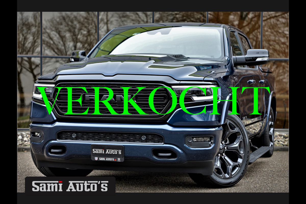 Dodge Ram 1500 LIMITED 2024 | XB9 + MWK | DIGITAL CLUSTER | MET LPG EN DEKSEL EN 4 JAAR GARANTIE | 402PK 5.7 V8 4X4 HEMI | DUBBELE CABINE | DC | GRIJSKENTEKEN CREW CAB | PATRIOT BLUE | VOORRAAD NR 2160 - 6408