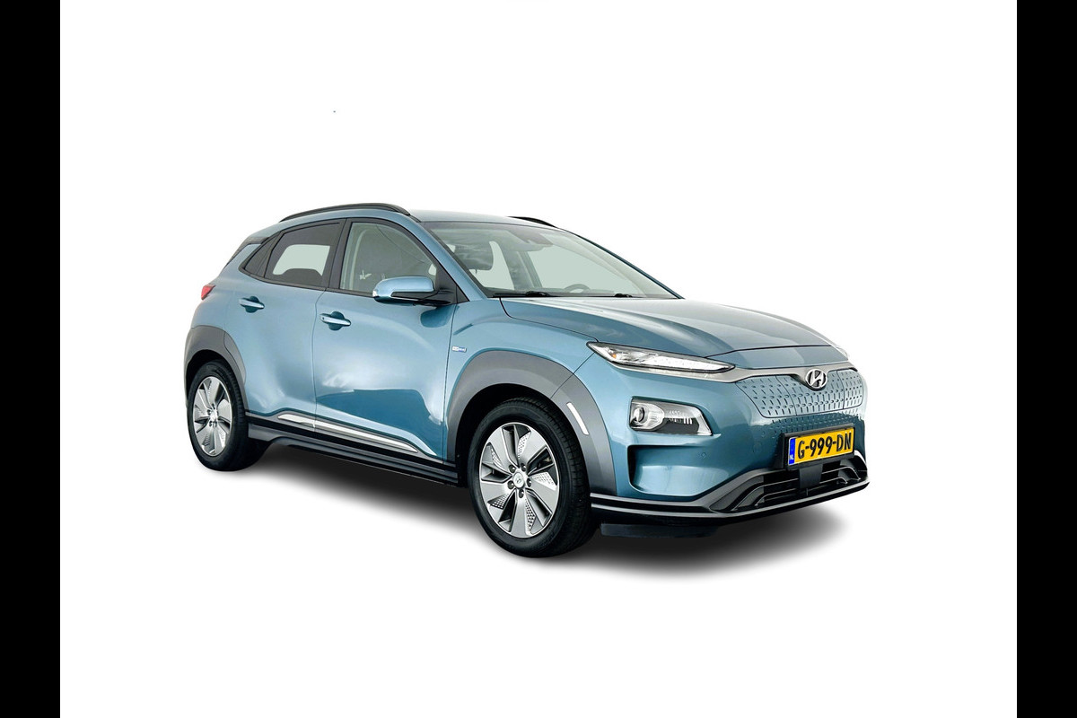 Hyundai Kona EV Premium 64 kWh (INCL-BTW) *VOLLEDER | HEAD-UP | FULL-LED | NAVI-FULLMAP | DAB | ADAPTIVE-CRUISE | KRELL-AUDIO | KEYLESS | CAMERA | BLIND-SPOT | LANE-ASSIST | VIRTUAL-COCKPIT | TOWBAR | COMFORT-SEATS | 17"AL