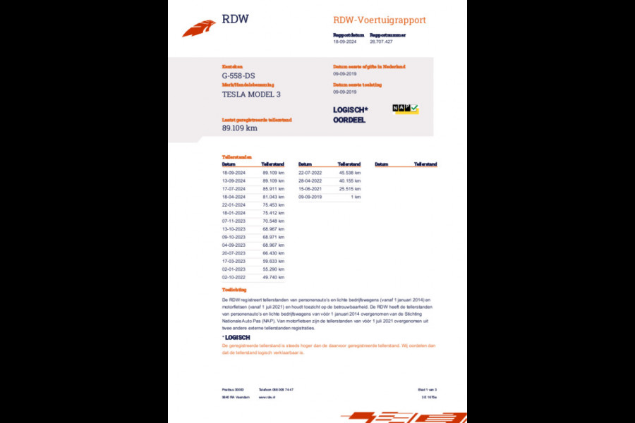 Tesla Model 3 Long Range AWD 75 kWh 90% SOH Rijklaarprijs!