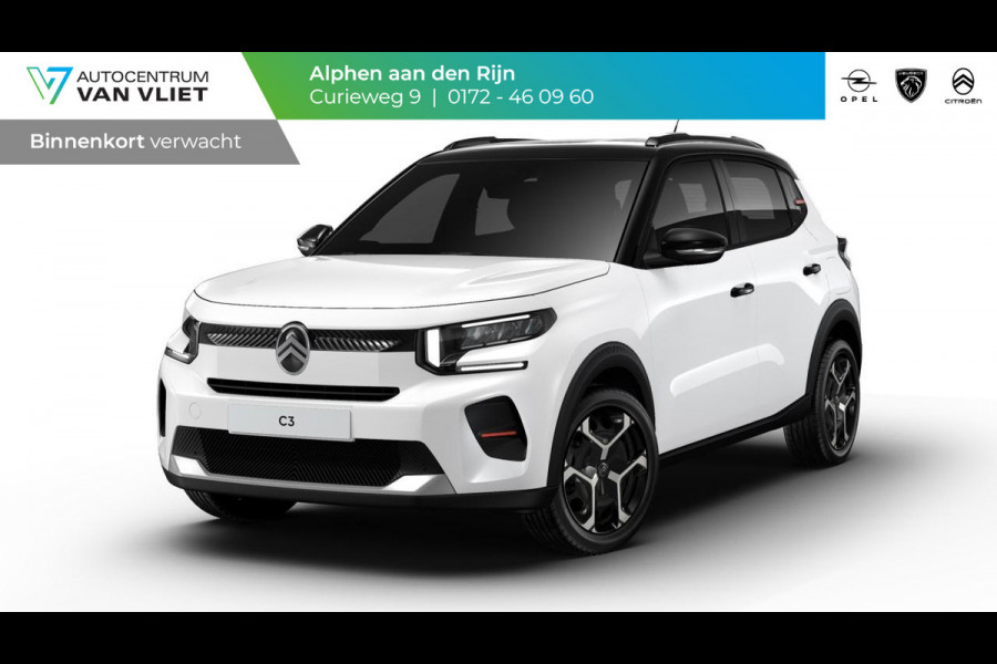 Citroën C3 1.2 Turbo You + Pack PLUS | Zwart dak | 17" Stalen velgen | Draadloos Apple Carplay & Android Auto | DAB+ | Nieuw model!