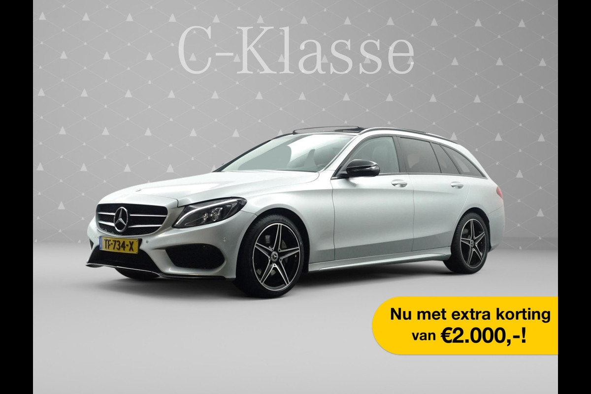 Mercedes-Benz C-Klasse Estate 180 AMG Night Edition Aut- Panodak I Xenon Led I Sfeerverlichting I Burmester I Stoelverwarming I Keyless