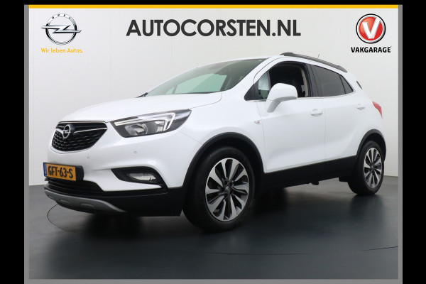 Opel Mokka X T141PK Leder Navi Apple Carplay-Android 18"LMV Ecc PDC Regensensor Led AGR-Stoelen+Verwarmd Bluetooth Cruise Control Regen-Licht Stuurverwarming Keyless Elec. Ramen en Spiegels + inklp. Innovation Cosmo Super Compleet, €30.000 nieuw!