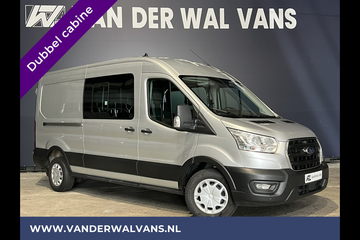 Ford Transit 2.0 TDCI 130pk L3H2 Dubbele cabine Euro6 Airco | 6-Zits | Trekhaak | LED Cruisecontrol, parkeersensoren, verwarmde voorruit