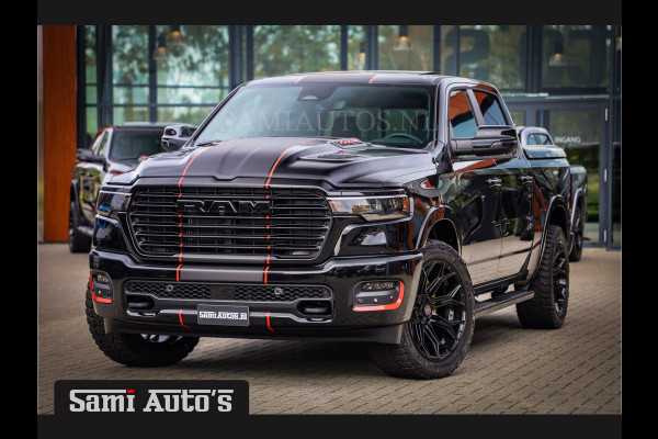 Dodge Ram 2025 LARAMIE NIGHT PREMIUM | BOM VOL + 14.4 INCH SCHERM BOM VOL | LUCHTVERING | HUD | HURRICAN 420PK 636 Nm TWIN TURBO | PRIJS M DUBBELE CABINE | PICK UP | 5 PERSOONS | DC | GRIJSKENTEKEN | VOORRAAD NR 2222 - 7655