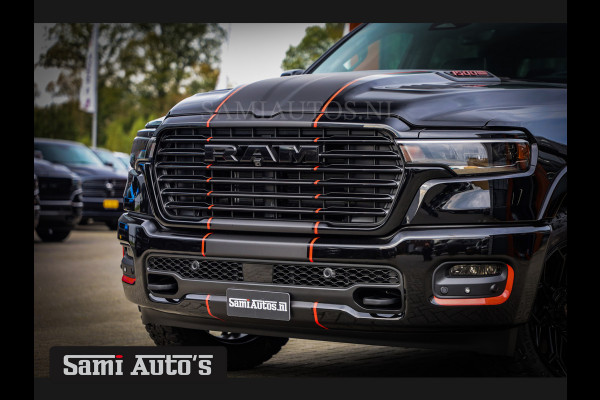 Dodge Ram 2025 LARAMIE NIGHT PREMIUM | BOM VOL + 14.4 INCH SCHERM BOM VOL | LUCHTVERING | HUD | HURRICAN 420PK 636 Nm TWIN TURBO | PRIJS M DUBBELE CABINE | PICK UP | 5 PERSOONS | DC | GRIJSKENTEKEN | VOORRAAD NR 2222 - 7655