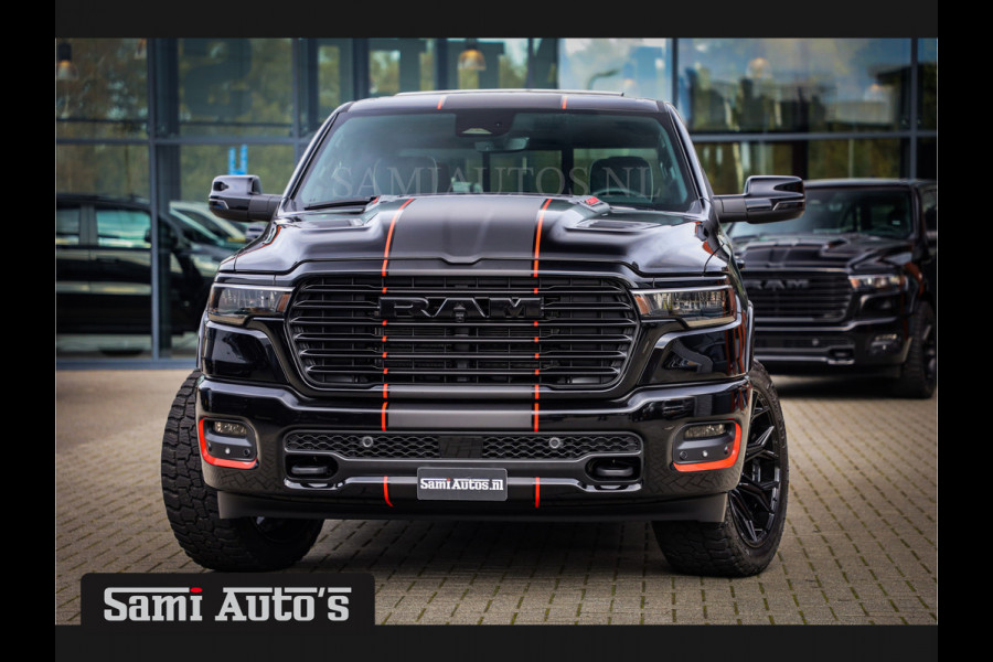 Dodge Ram 2025 LARAMIE NIGHT PREMIUM | BOM VOL + 14.4 INCH SCHERM BOM VOL | LUCHTVERING | HUD | HURRICAN 420PK 636 Nm TWIN TURBO | PRIJS M DUBBELE CABINE | PICK UP | 5 PERSOONS | DC | GRIJSKENTEKEN | VOORRAAD NR 2222 - 7655