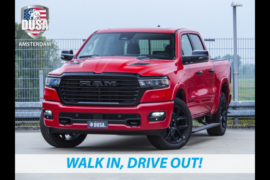 Dodge Ram 1500 | Laramie | Night Edition | 2025 Panorama | Niveau regeling | 14,5-inch Touchscreen | Passenger Display Meerprijs extra opties / Accessoires - Deksel, Backflip, Fenders, wraps, Stripings etc