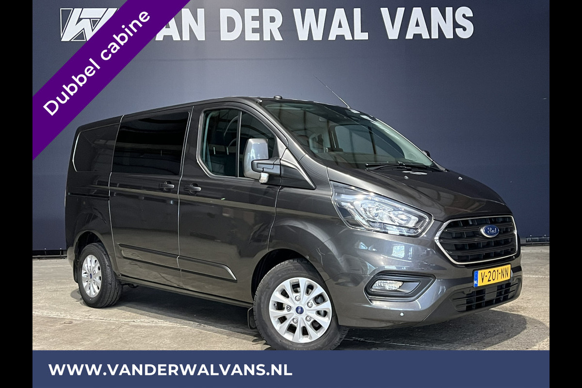 Ford Transit Custom 2.0 TDCI 130pk L1H1 Dubbele cabine Euro6 Limited Edition Airco | 2x zijdeur | 2500kg Trekhaak Camera, Navigatie, LED, Stoelverwarming, LM velgen, Cruisecontrol, Parkeersensoren, Apple Carplay, Android Auto, Verwarmde voorruit, 5-zits