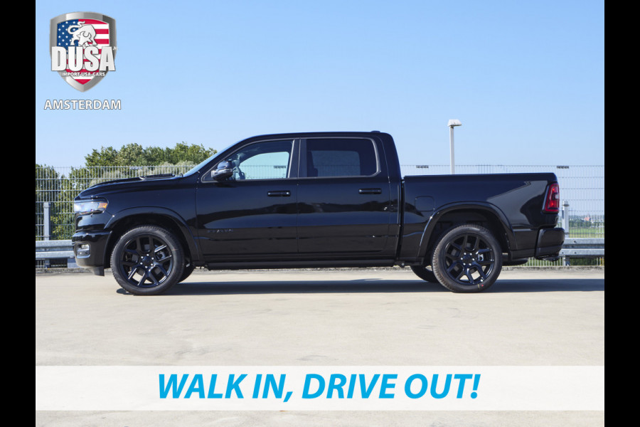 Dodge Ram 1500 | Laramie | Night Edition | 2025 Panorama | Niveau regeling | 14,5-inch Touchscreen | Passenger Display Meerprijs extra opties / Accessoires - Deksel, Backflip, Fenders, wraps, Stripings etc