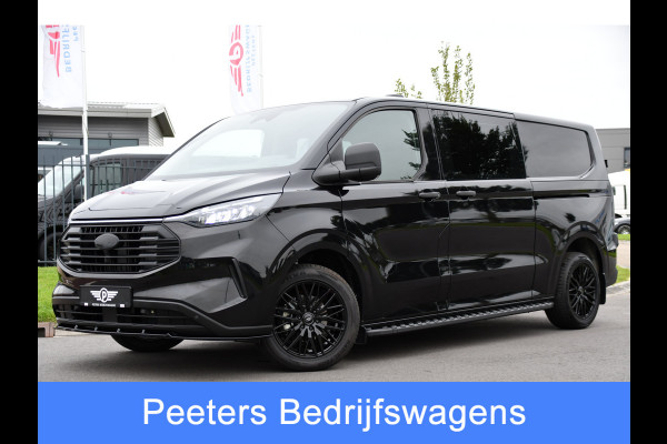 Ford Transit Custom 320 2.0 TDCI L2H1 DC Black Edition Camera, Cruise, Automaat, Stoelverwarming, Trekhaak, 2 x Schuifdeur, Carplay, Multimedia, 136PK, Leverbaar!